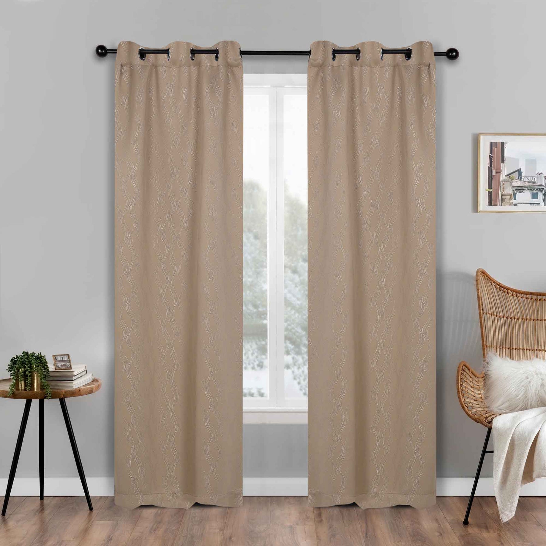 Zuri Textured Waves Room Darkening Blackout Curtains, Set of 2