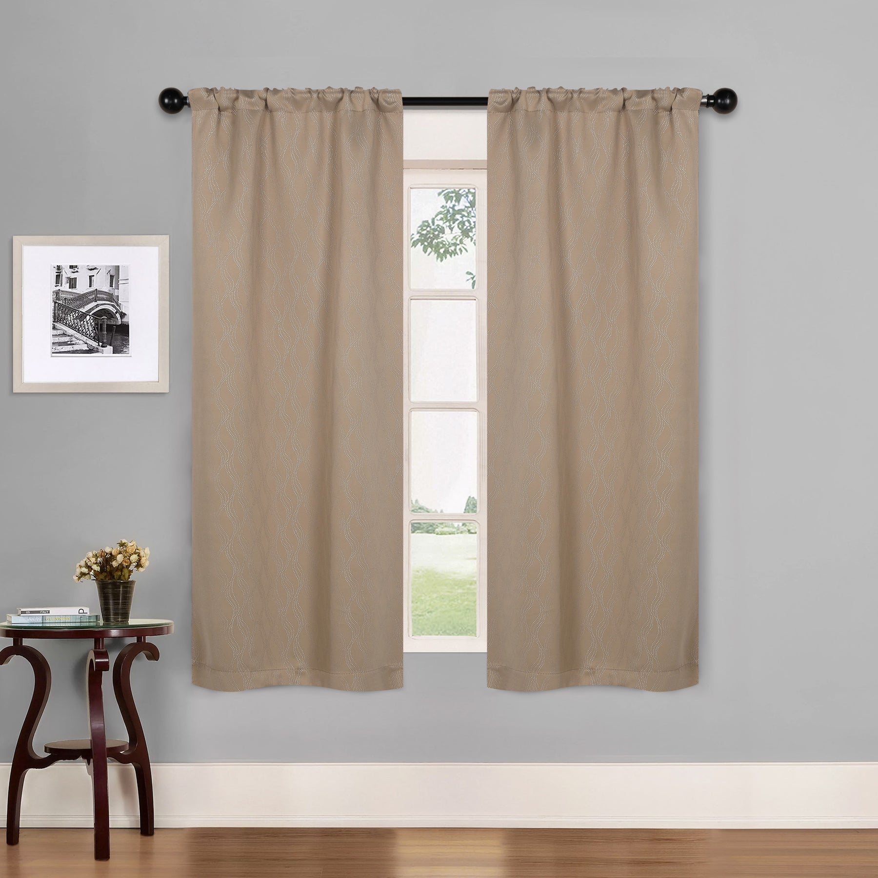 Zuri Textured Waves Room Darkening Blackout Curtains, Set of 2