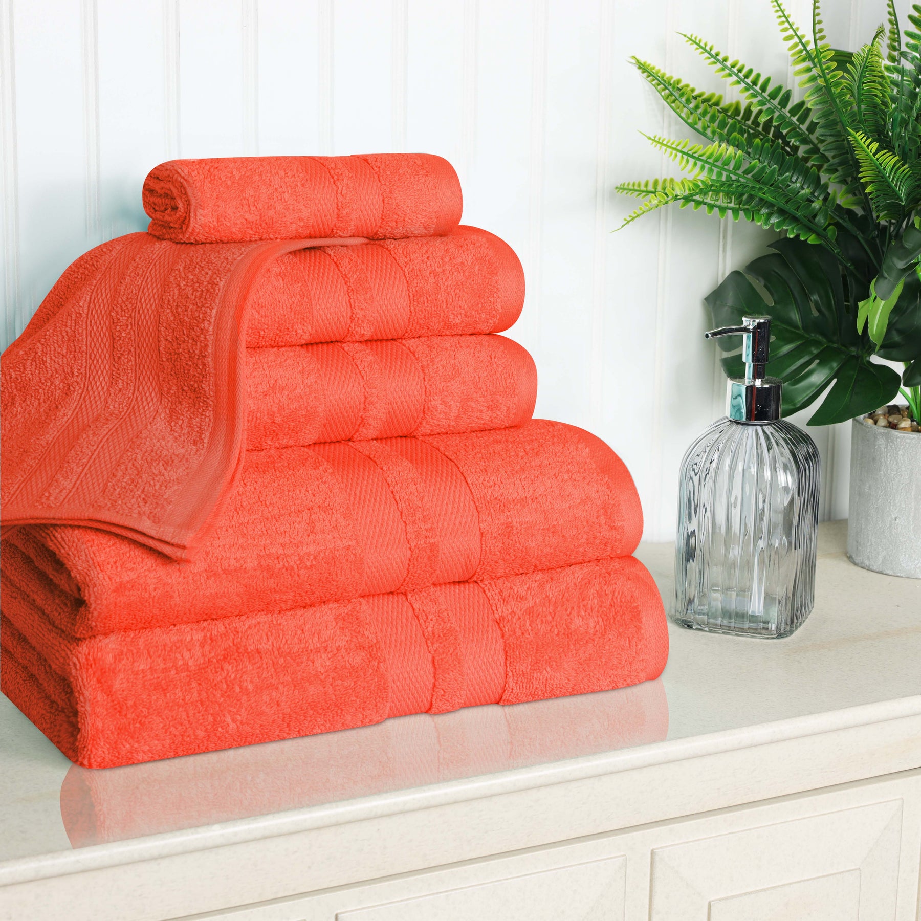 Ultra Soft Cotton Absorbent Solid Assorted 6 Piece Towel Set