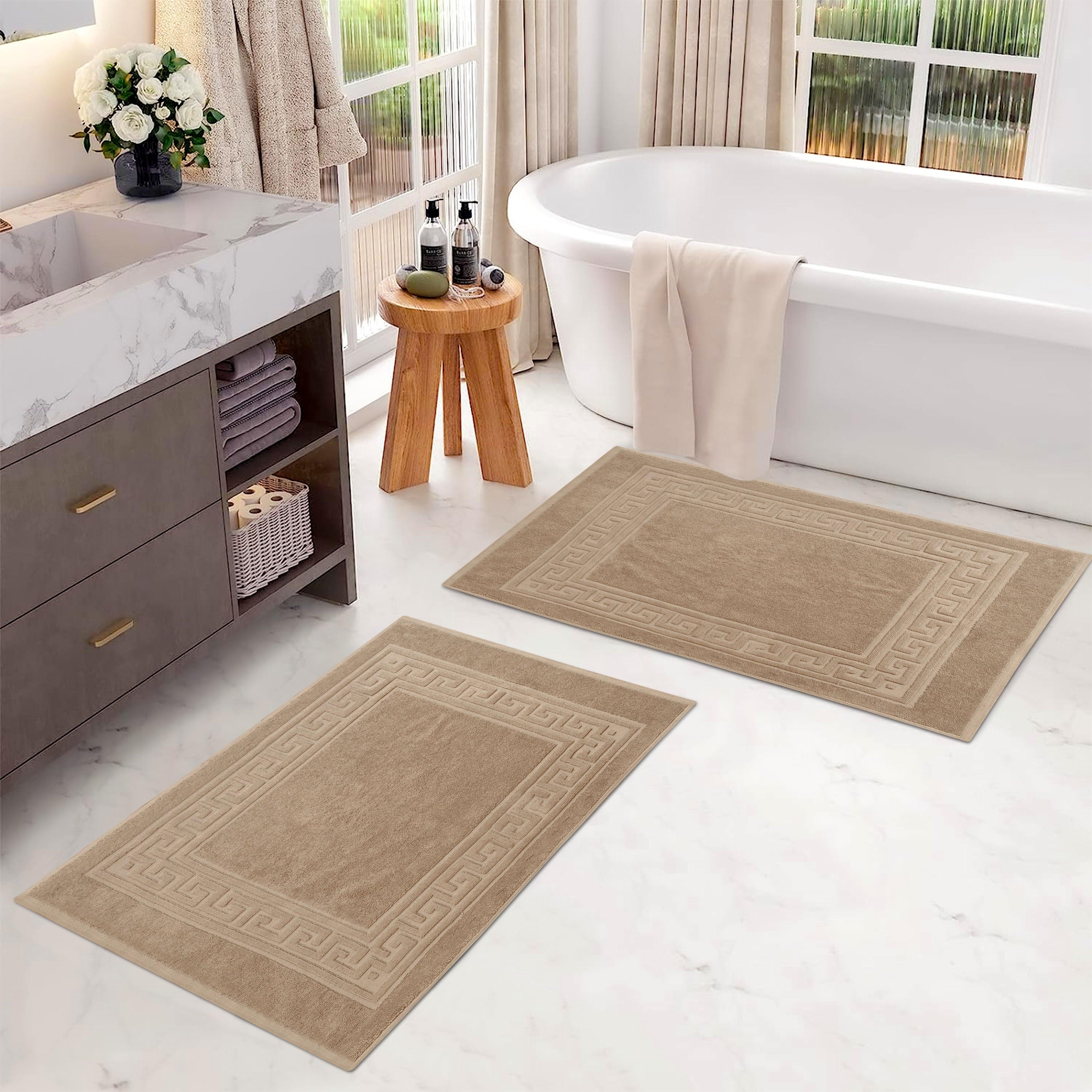 100% Cotton Absorbent Greek Key Border Solid 2 Piece Bath Mat Set - Bath Mats by Superior