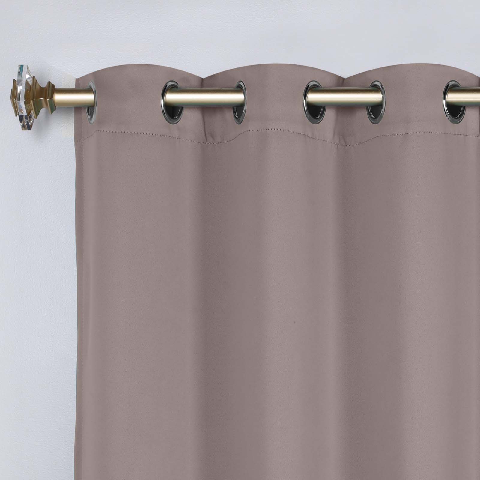 Classic Modern Solid Room Darkening Blackout Curtain Panels, Set of 2 - Taupe