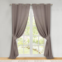 Classic Modern Solid Room Darkening Blackout Curtain Panels, Set of 2 - Taupe