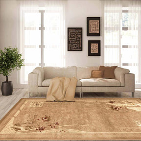 Ruban Modern Minimalist Floral Block Indoor Area Rugs or Runner Rug - Taupe