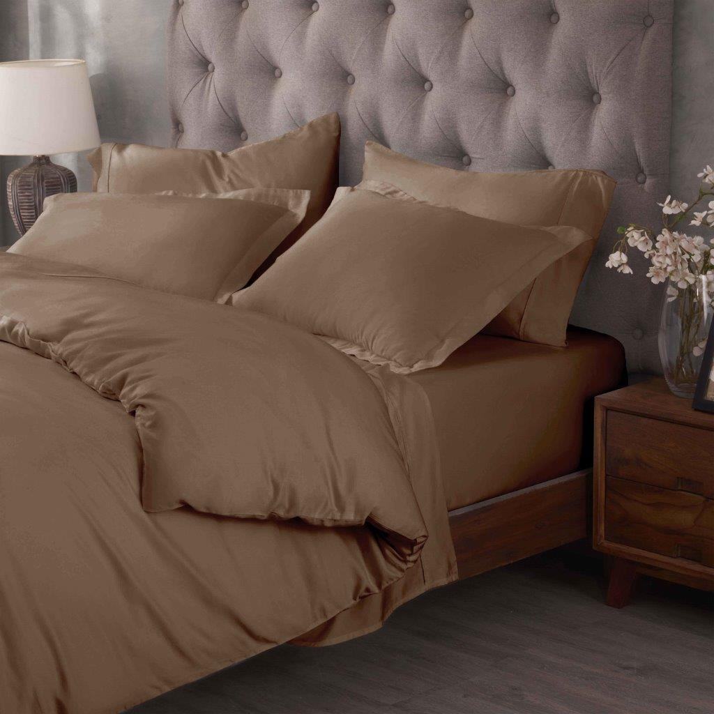 Egyptian Cotton 400 Thread Count Solid Luxury Duvet Cover Set - Taupe