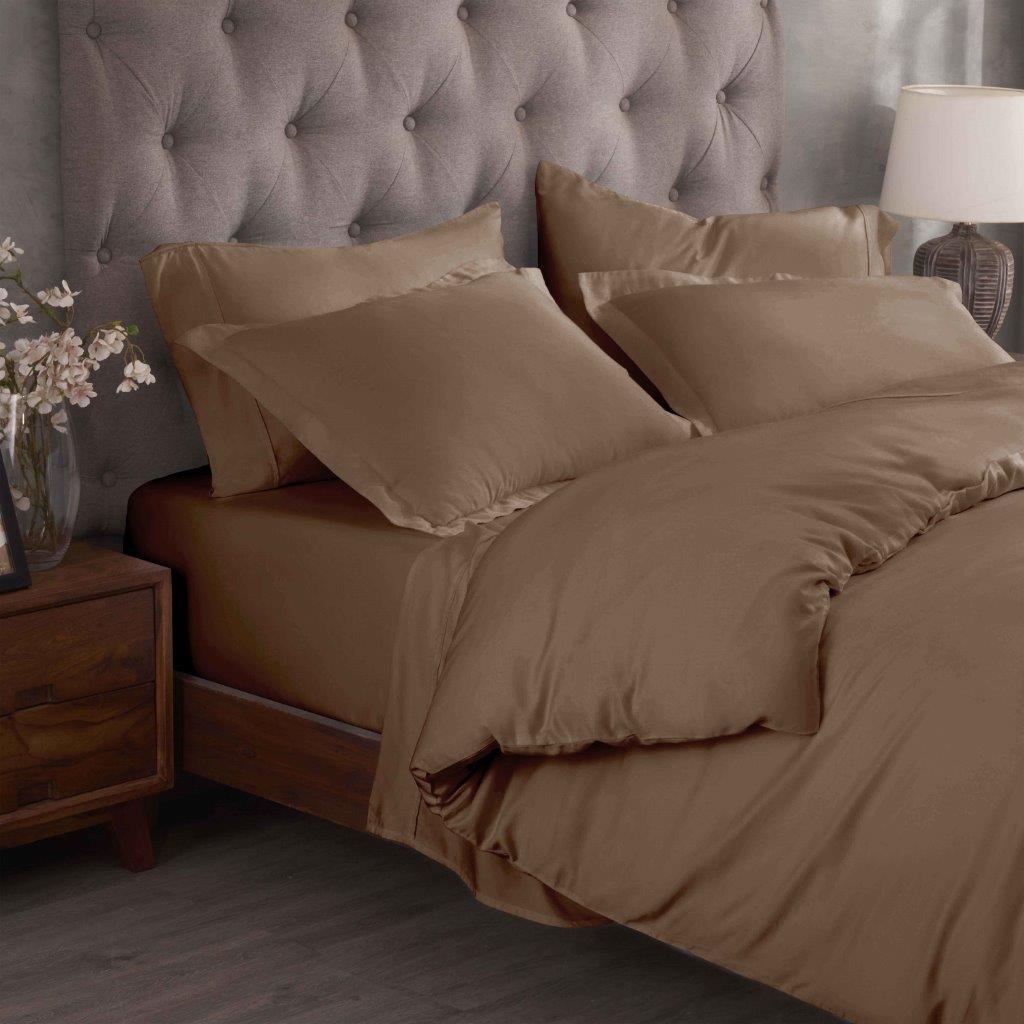 Egyptian Cotton 300 Thread Count Solid Luxury Duvet Cover Set - Taupe