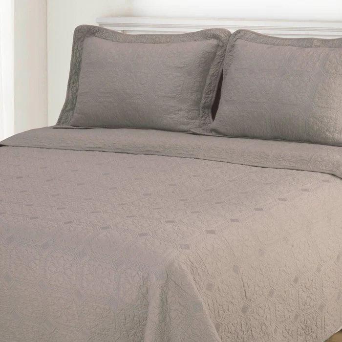 Corrington Fine Stitch Cotton Quilt Set - Taupe