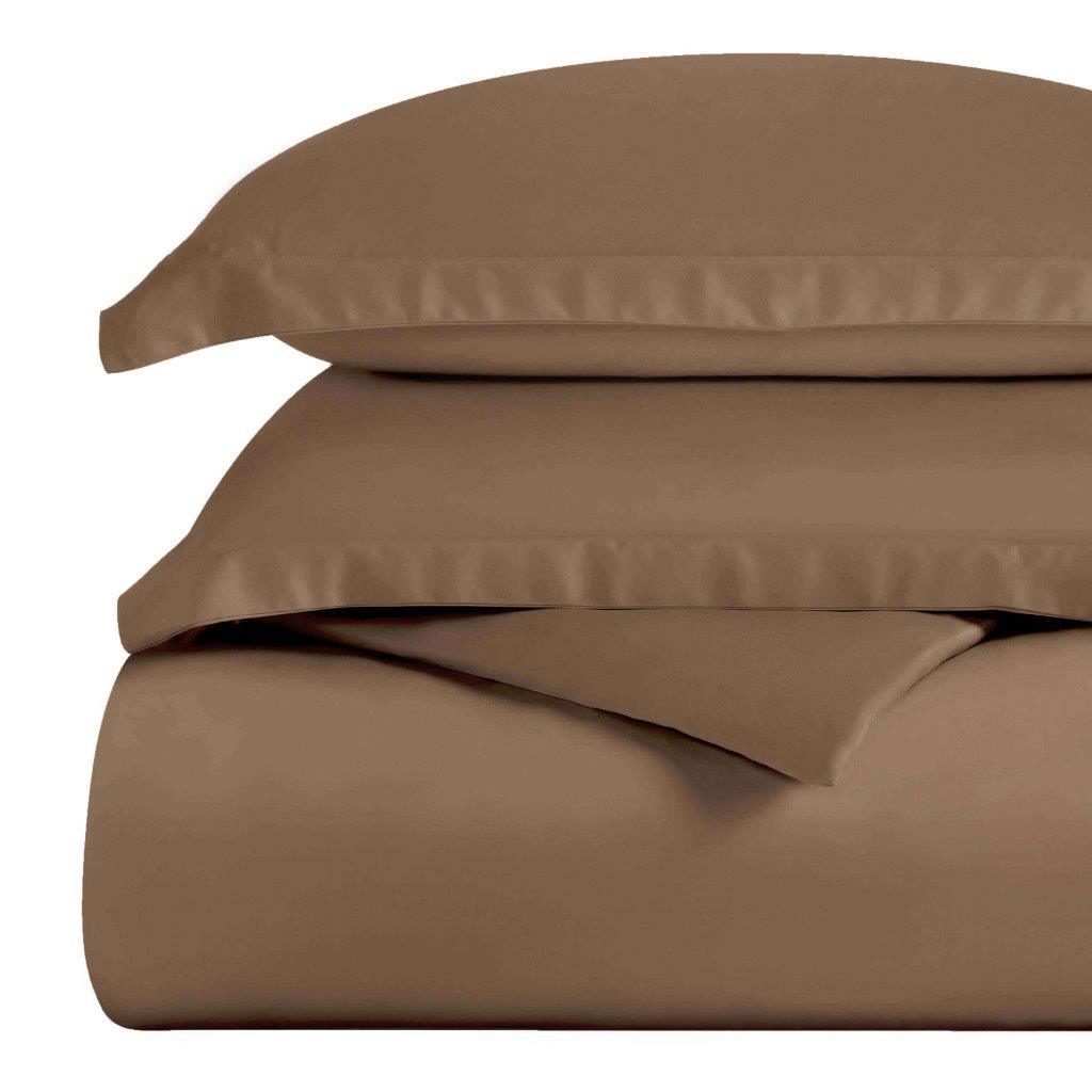 Egyptian Cotton 300 Thread Count Solid Luxury Duvet Cover Set - Taupe