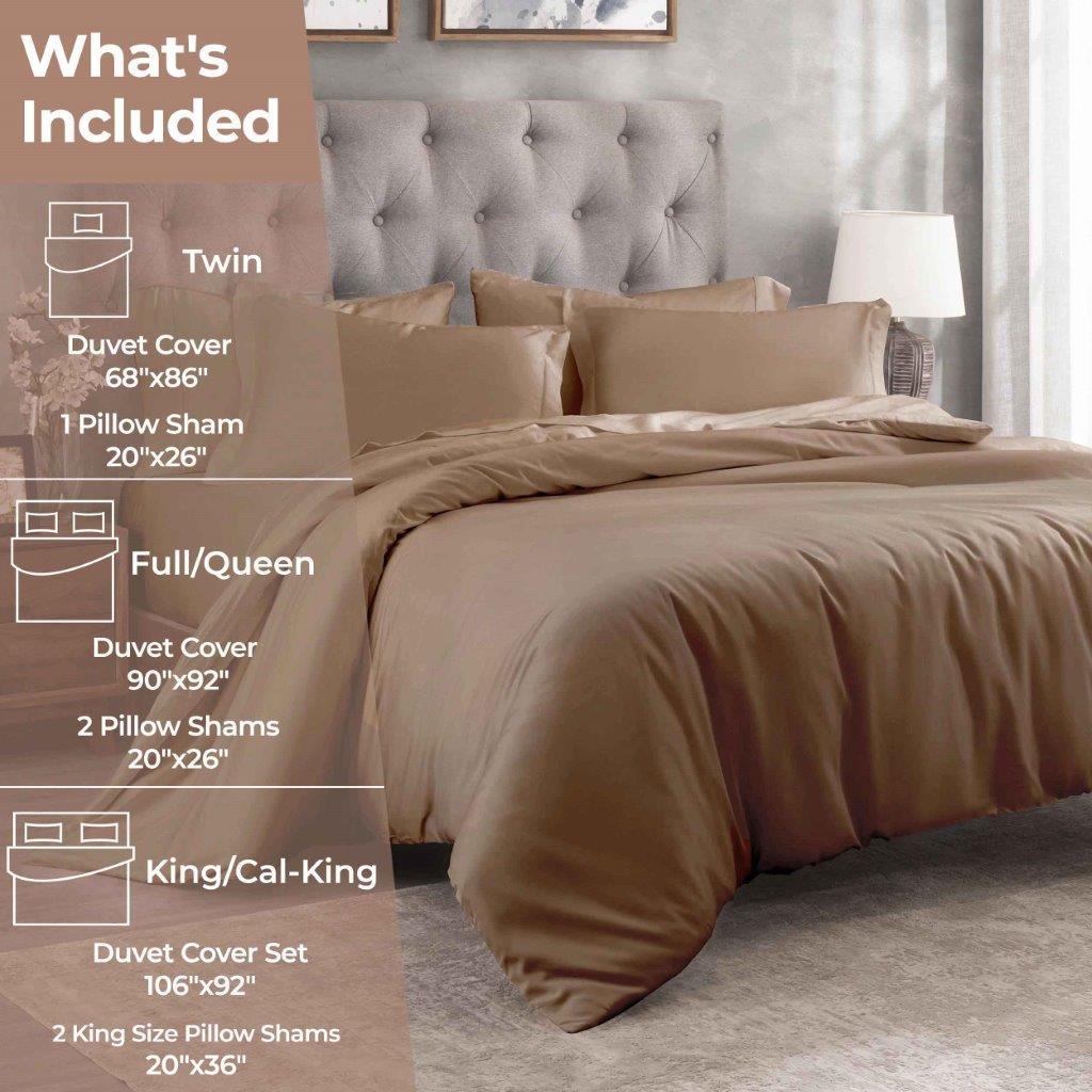 Egyptian Cotton 400 Thread Count Solid Luxury Duvet Cover Set - Taupe