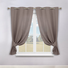 Classic Modern Solid Room Darkening Blackout Curtain Panels, Set of 2 - Taupe