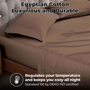 Egyptian Cotton 400 Thread Count Solid Deep Pocket Bed Sheet Set - Taupe