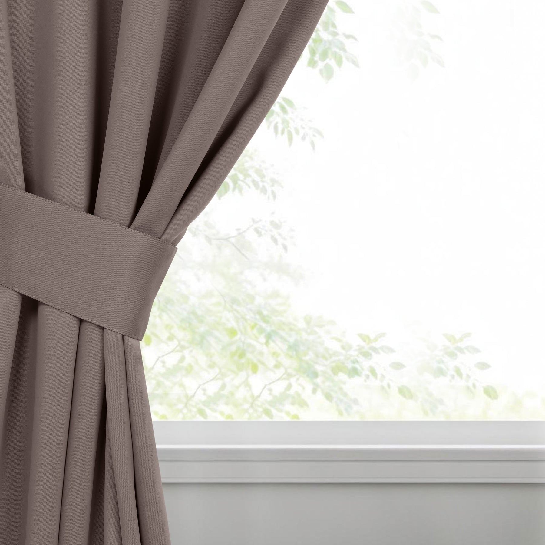 Classic Modern Solid Room Darkening Blackout Curtain Panels, Set of 2 - Taupe