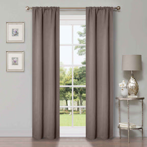 Solid Room Darkening Rod Pocket Blackout Curtain Panels, Set of 2 - Taupe