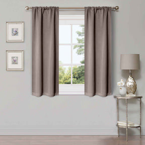 Solid Room Darkening Rod Pocket Blackout Curtain Panels, Set of 2 - Taupe