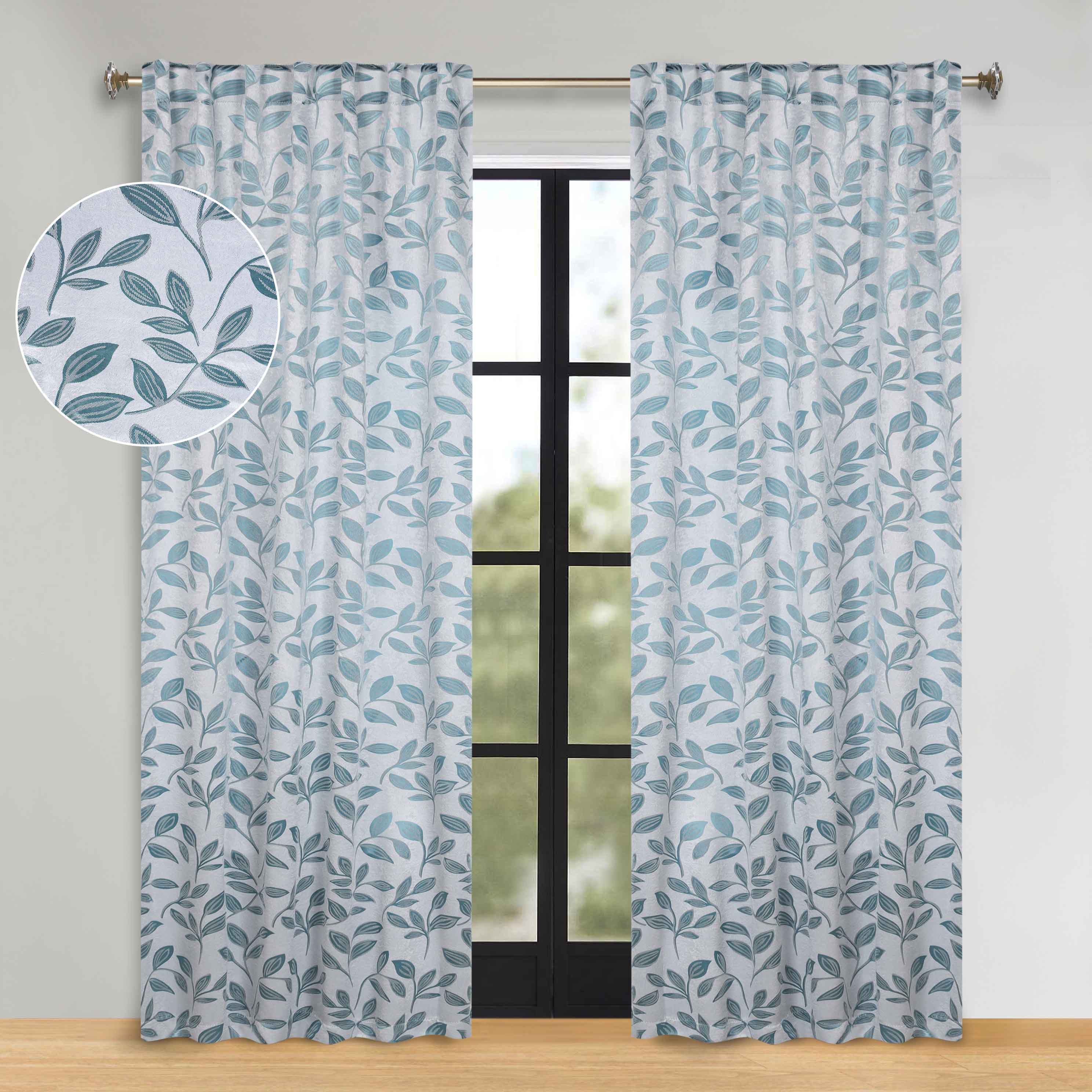 Leaves Room Darkening Back Tabs Blackout Curtain Panels, Set of 2 - Blackout Curtains by Superior