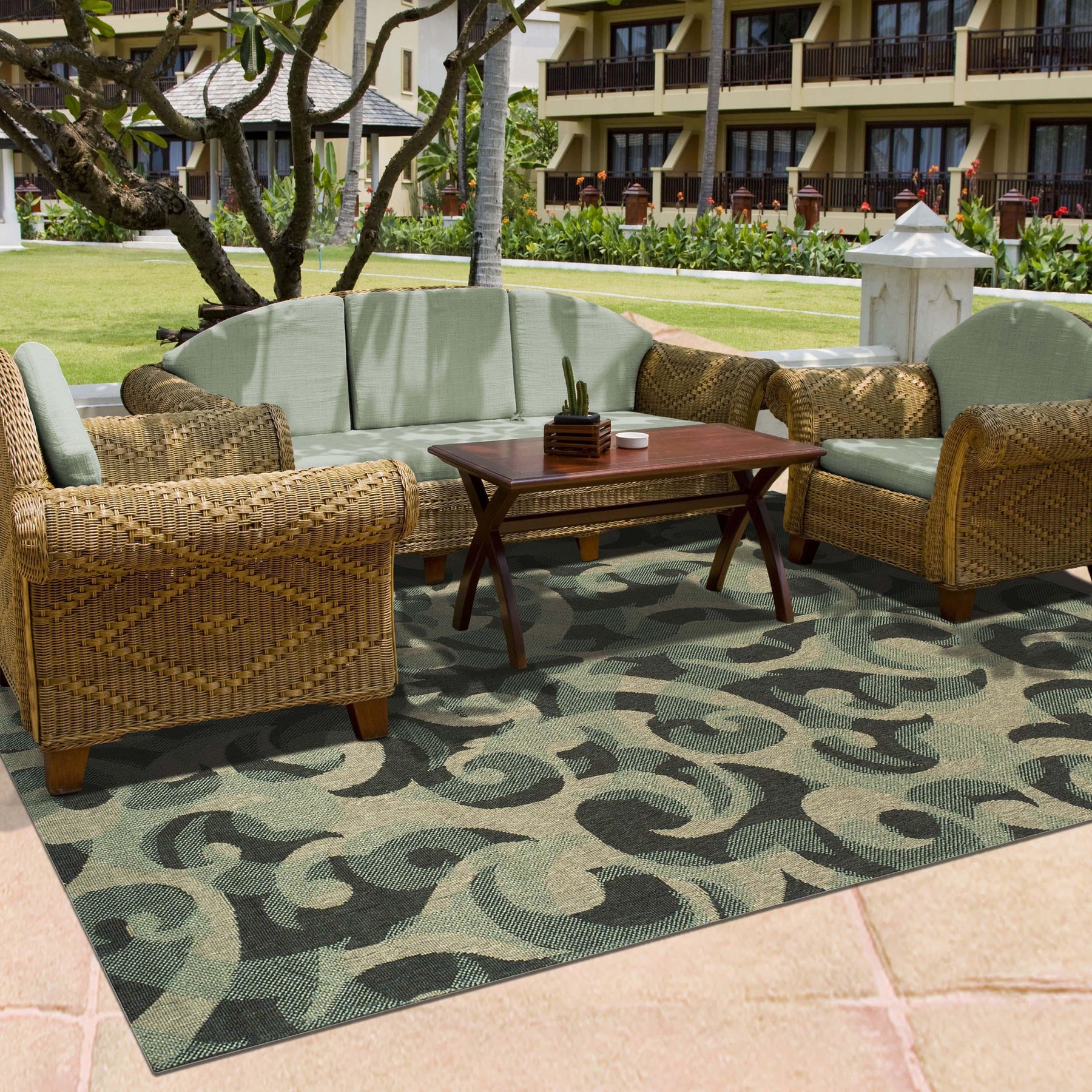 Aldaine Vintage Damask Indoor Outdoor Area Rug - Rugs by Superior - Superior 