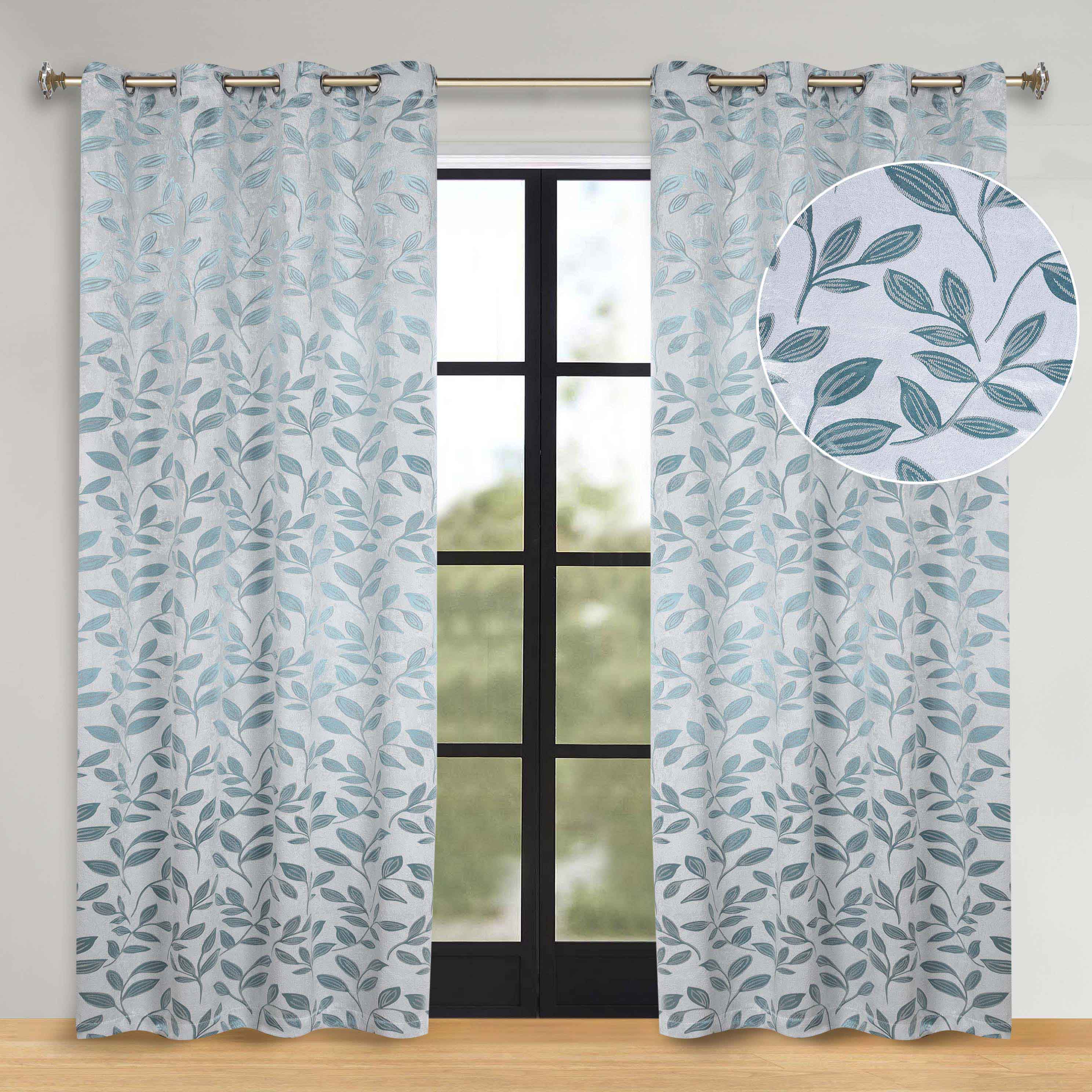 Leaves Room Darkening Washable Blackout Curtain Panels, Set of 2 - Blackout Curtains by Superior