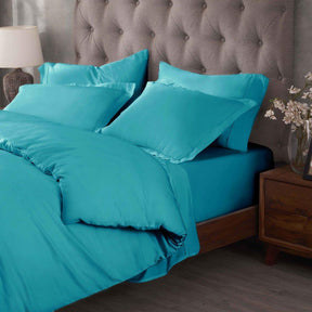 Egyptian Cotton 400 Thread Count Solid Luxury Duvet Cover Set - Teal