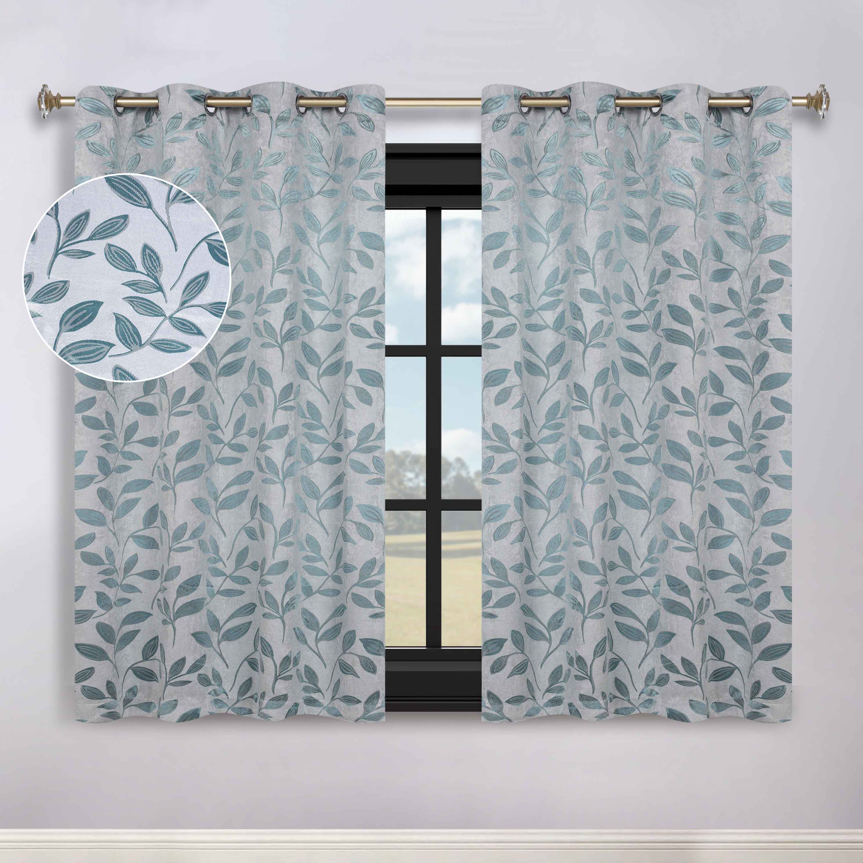 Leaves Room Darkening Washable Blackout Curtain Panels, Set of 2 - Blackout Curtains by Superior