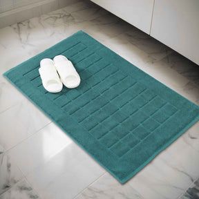 Nora Cotton Solid Absorbent Thick Checkered Washable Bath Mat Set of 2