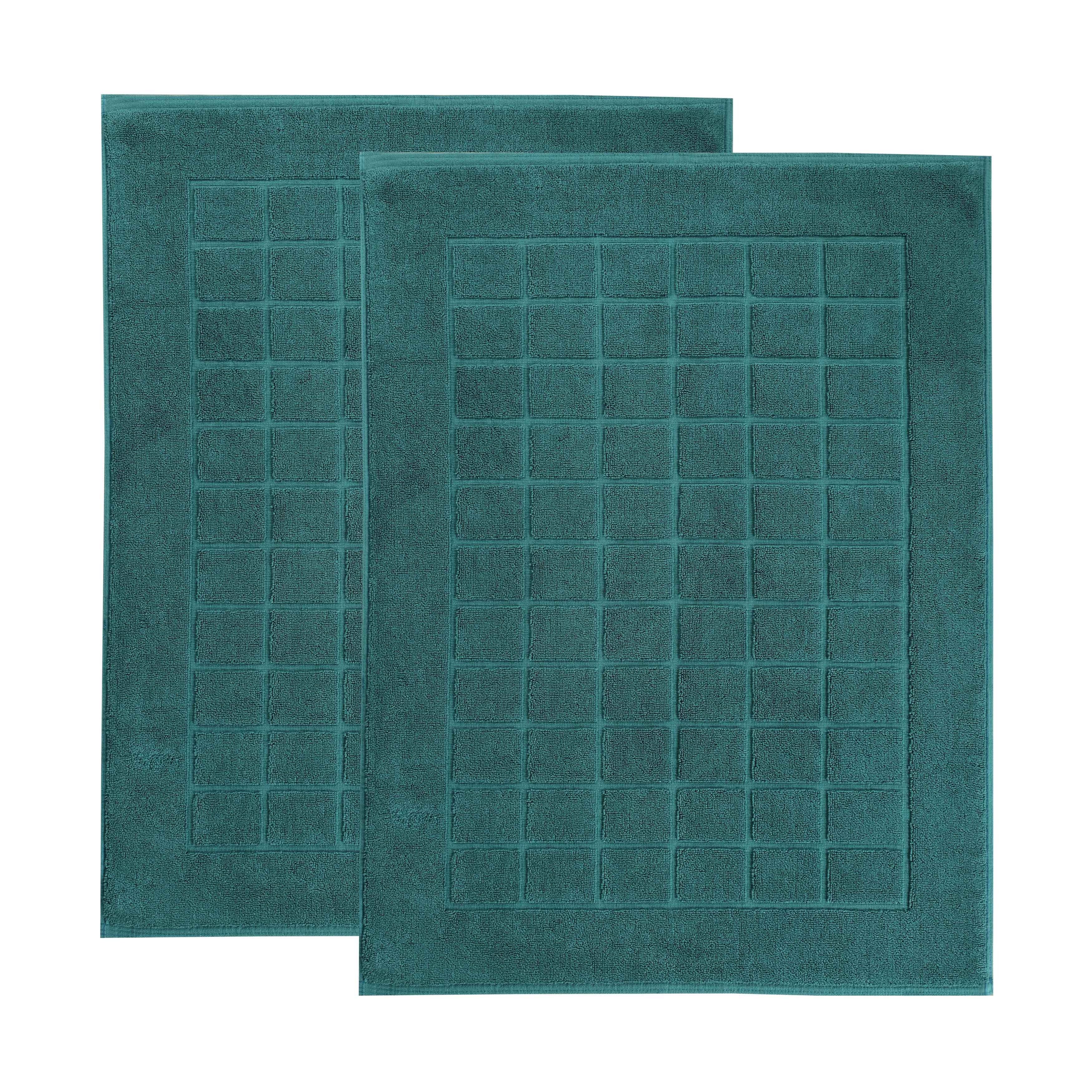 Nora Cotton Solid Absorbent Thick Checkered Washable Bath Mat Set of 2 - Bath Mats by Superior