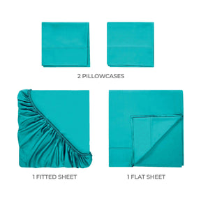 Egyptian Cotton 400 Thread Count Solid Deep Pocket Bed Sheet Set - Teal