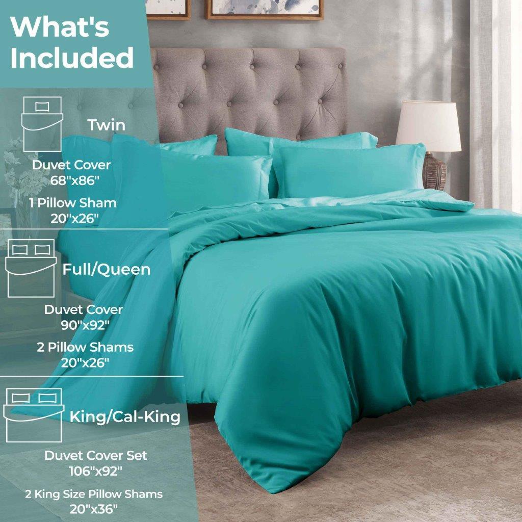 Egyptian Cotton 400 Thread Count Solid Luxury Duvet Cover Set - Teal