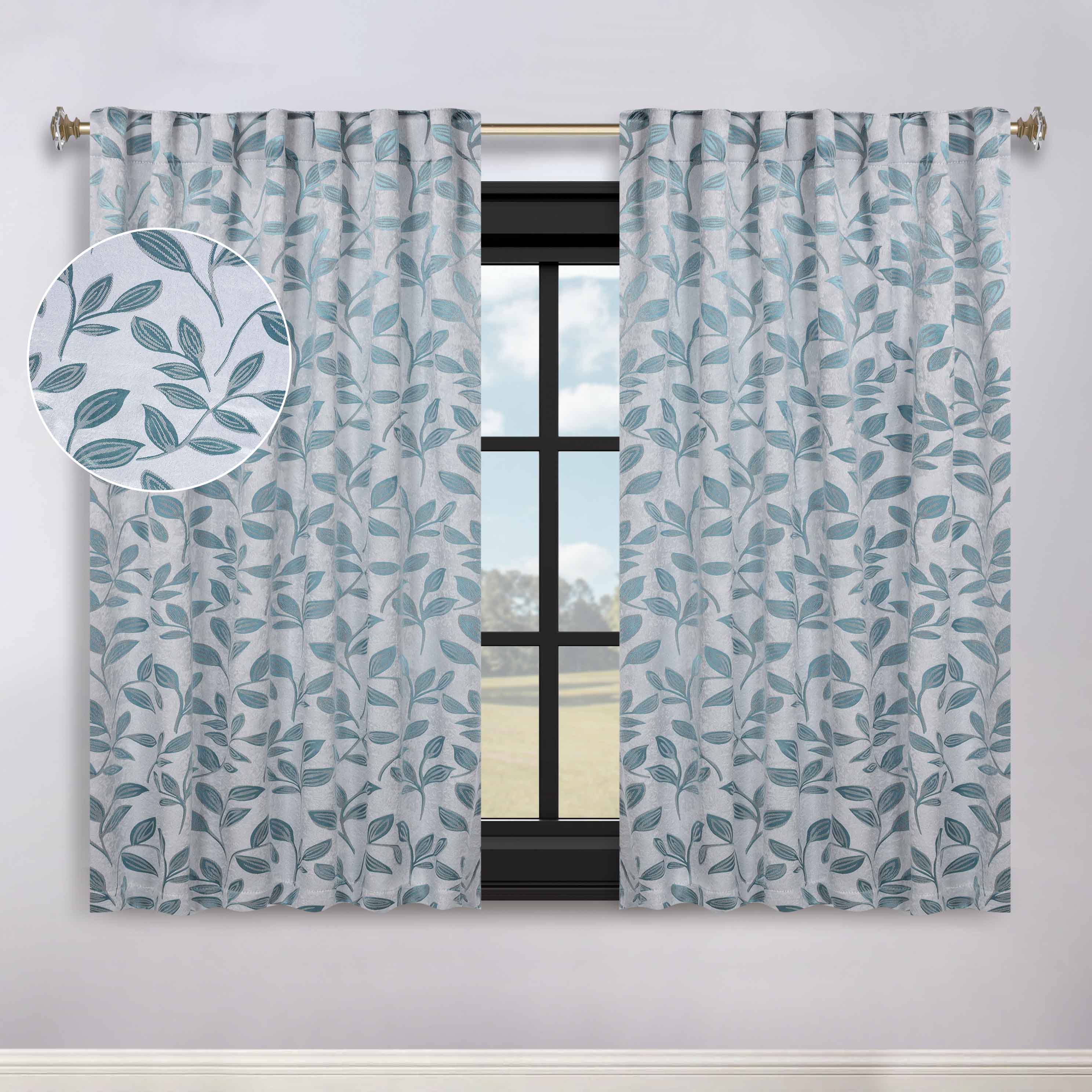 Leaves Room Darkening Back Tabs Blackout Curtain Panels, Set of 2 - Blackout Curtains by Superior