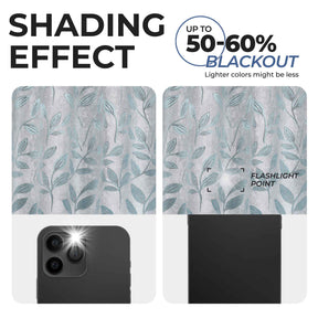 Leaves Room Darkening Washable Blackout Curtain Panels, Set of 2 - Teal