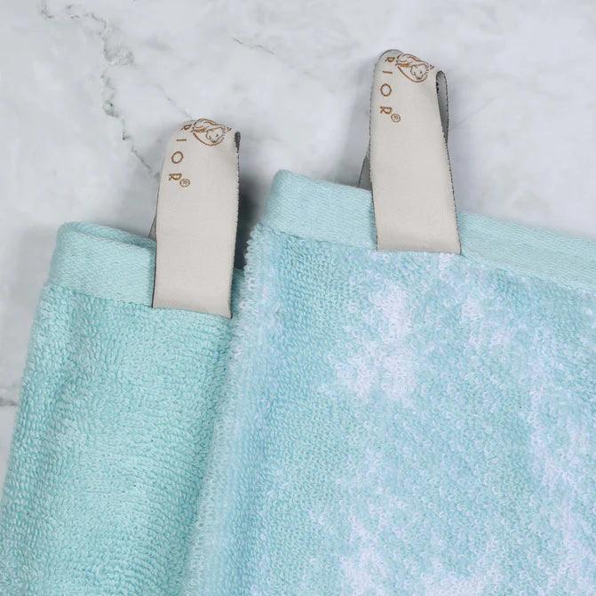 Cotton Marble Solid Jacquard Border Bath Towels Set of 4 - Teal