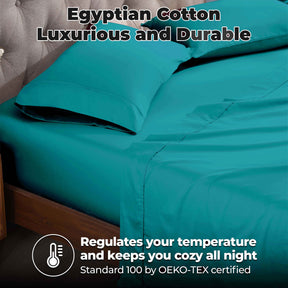 Egyptian Cotton 300 Thread Count Solid Deep Pocket Sheet Set - Teal