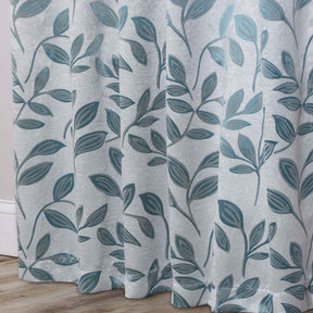 Leaves Room Darkening Washable Blackout Curtain Panels, Set of 2 - Teal