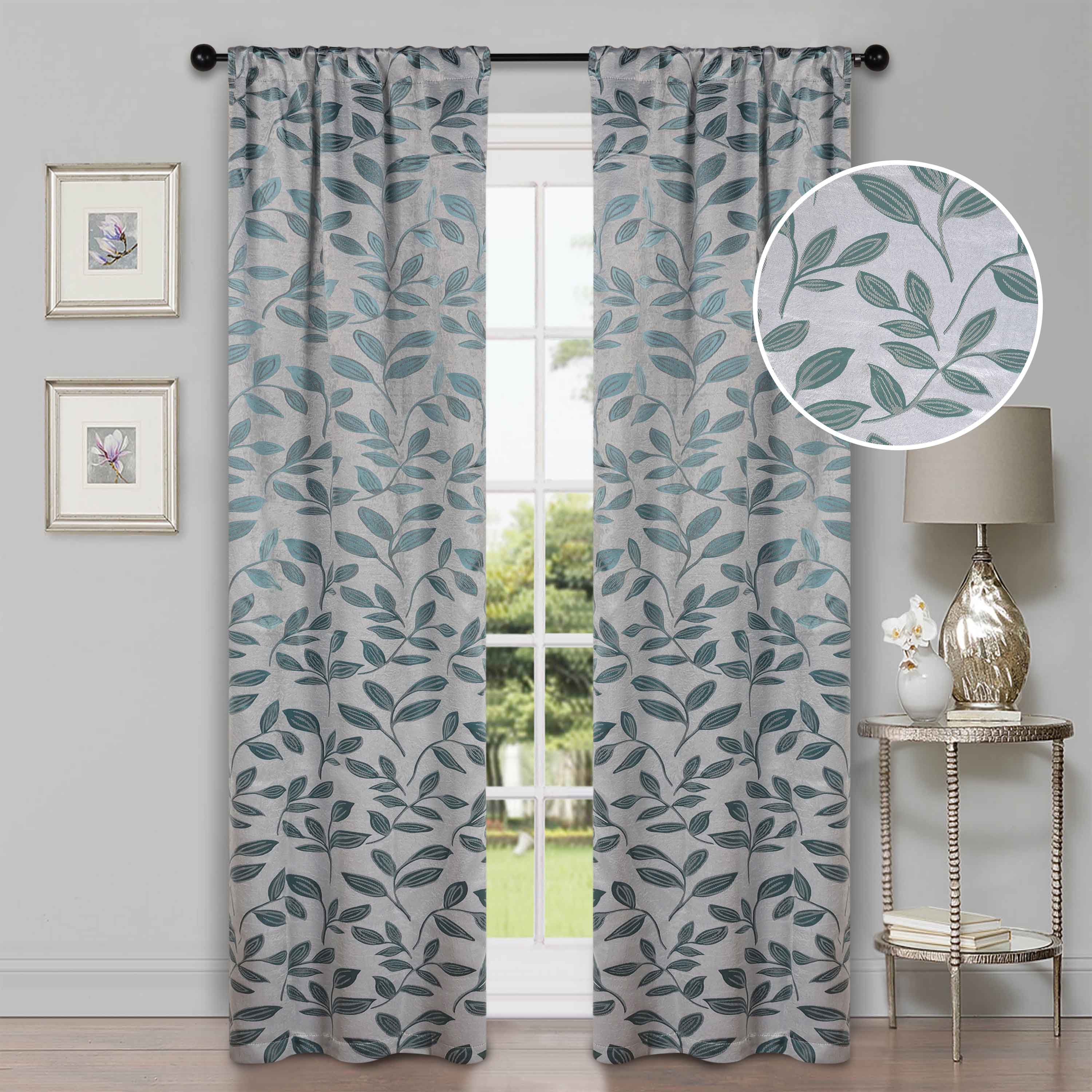 Leaves Room Darkening Washable Blackout Curtain Panels, Set of 2 - Blackout Curtains by Superior