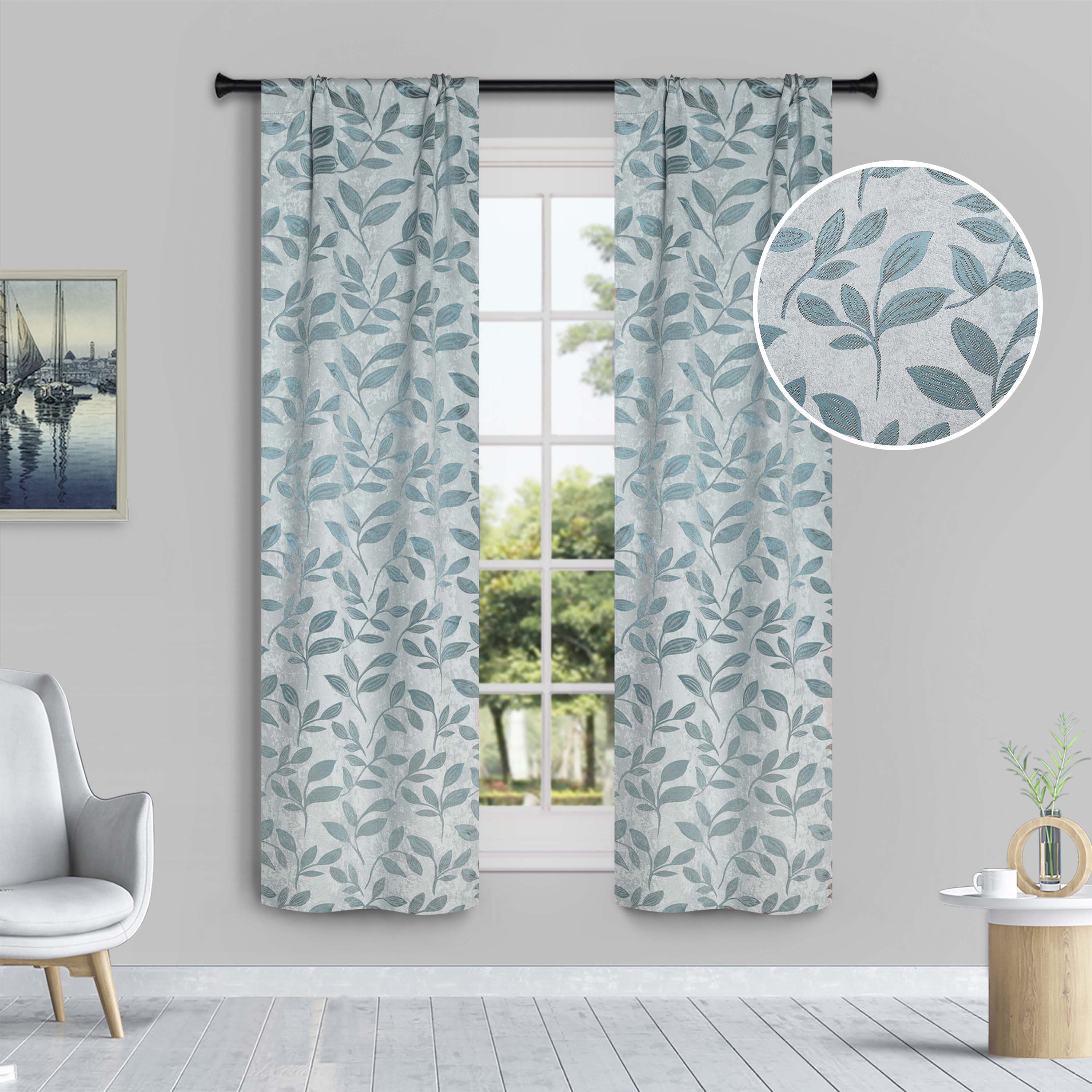 Leaves Room Darkening Washable Blackout Curtain Panels, Set of 2 - Blackout Curtains by Superior