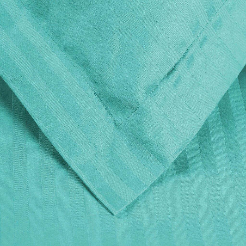 Egyptian Cotton 600 Thread Count Striped Duvet Cover Set - Teal