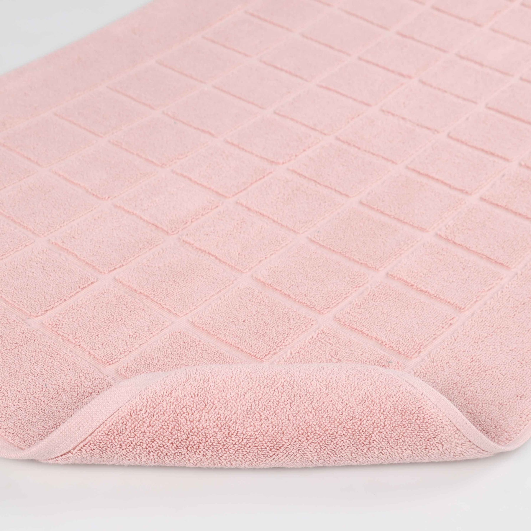 Nora Cotton Solid Absorbent Thick Checkered Washable Bath Mat Set of 2