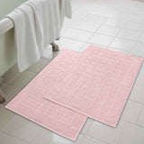 Nora Cotton Solid Absorbent Thick Checkered Washable Bath Mat Set of 2 - Bath Mats by Superior