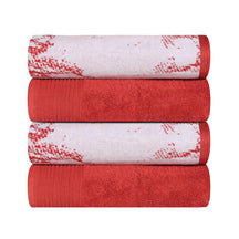 Cotton Marble Solid Jacquard Border Bath Towels Set of 4 - TerraCotta