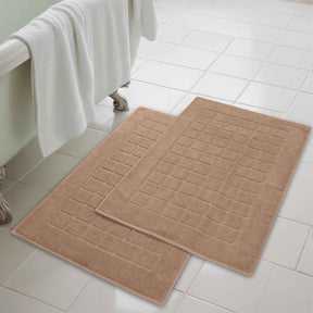 Nora Cotton Solid Absorbent Thick Checkered Washable Bath Mat Set of 2