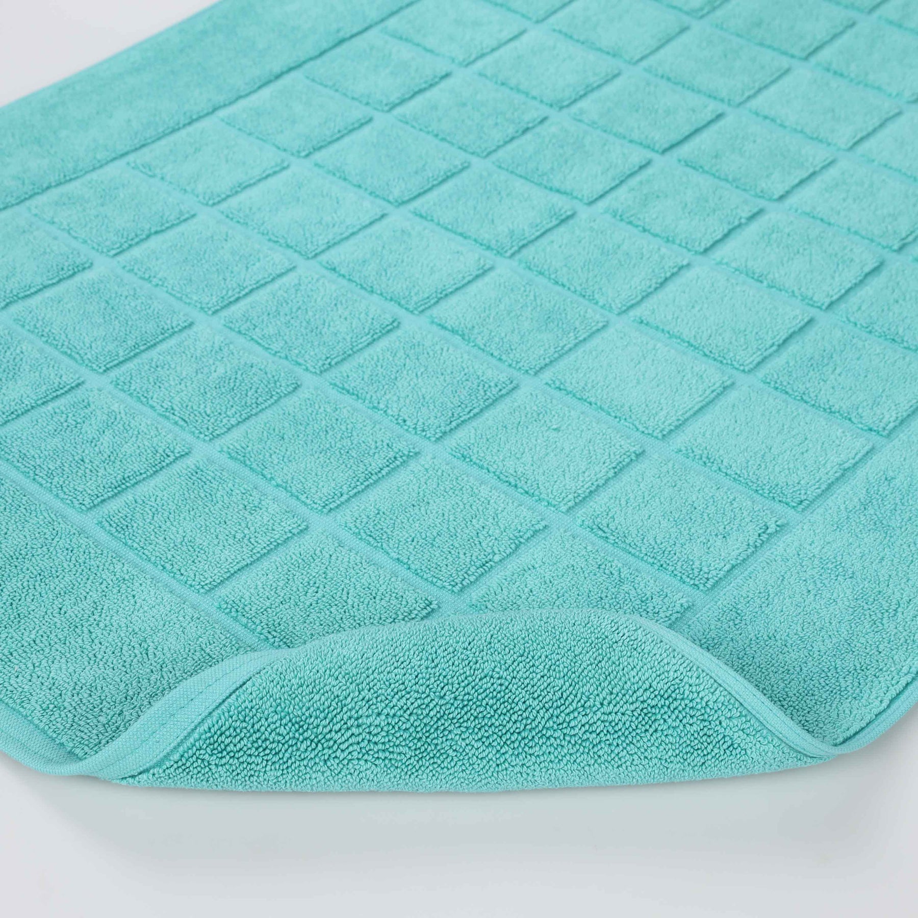 Nora Cotton Solid Absorbent Thick Checkered Washable Bath Mat Set of 2