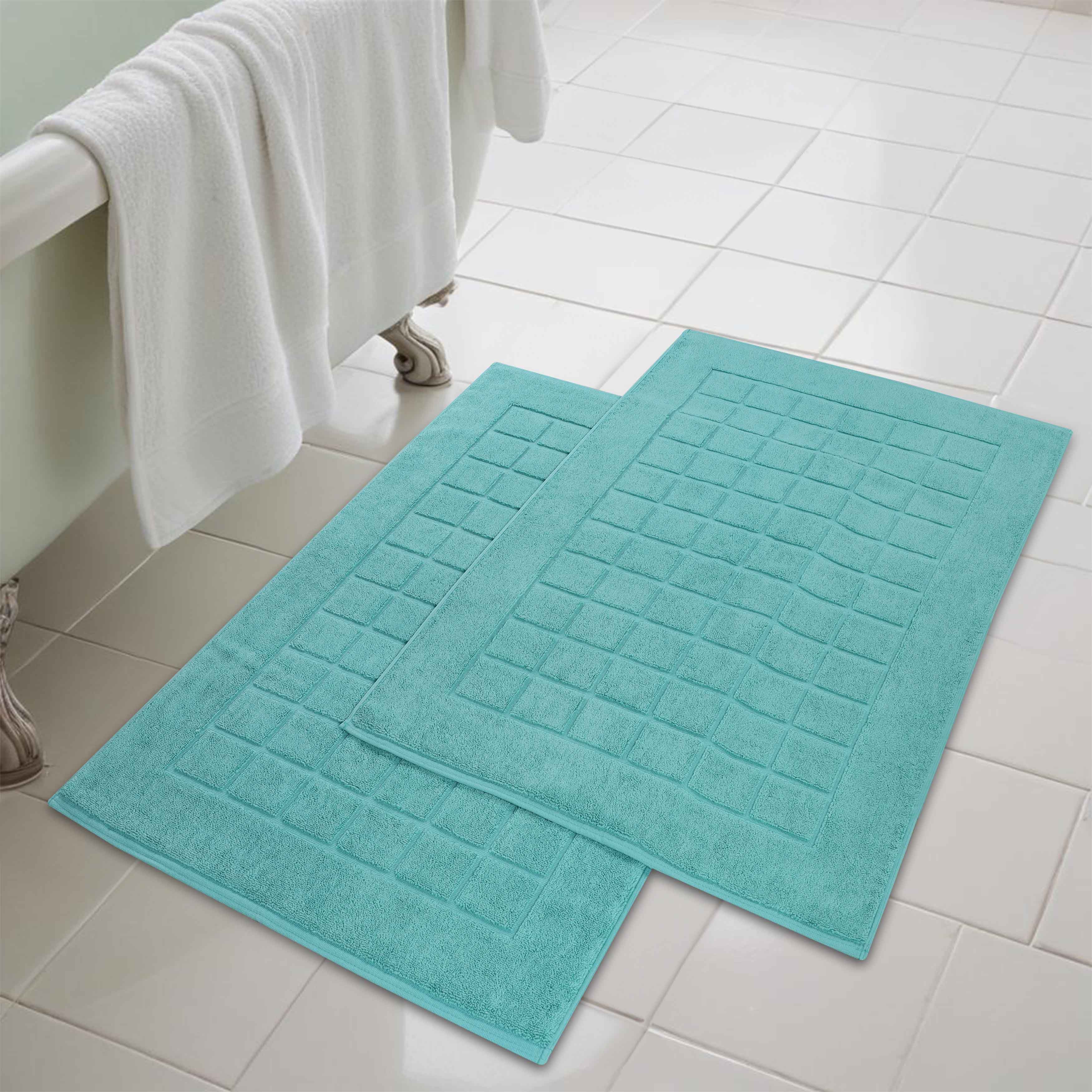 Nora Cotton Solid Absorbent Thick Checkered Washable Bath Mat Set of 2 - Bath Mats by Superior