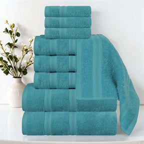 Smart Dry Zero Twist Cotton Medium Weight 9 Piece Assorted Towel Set