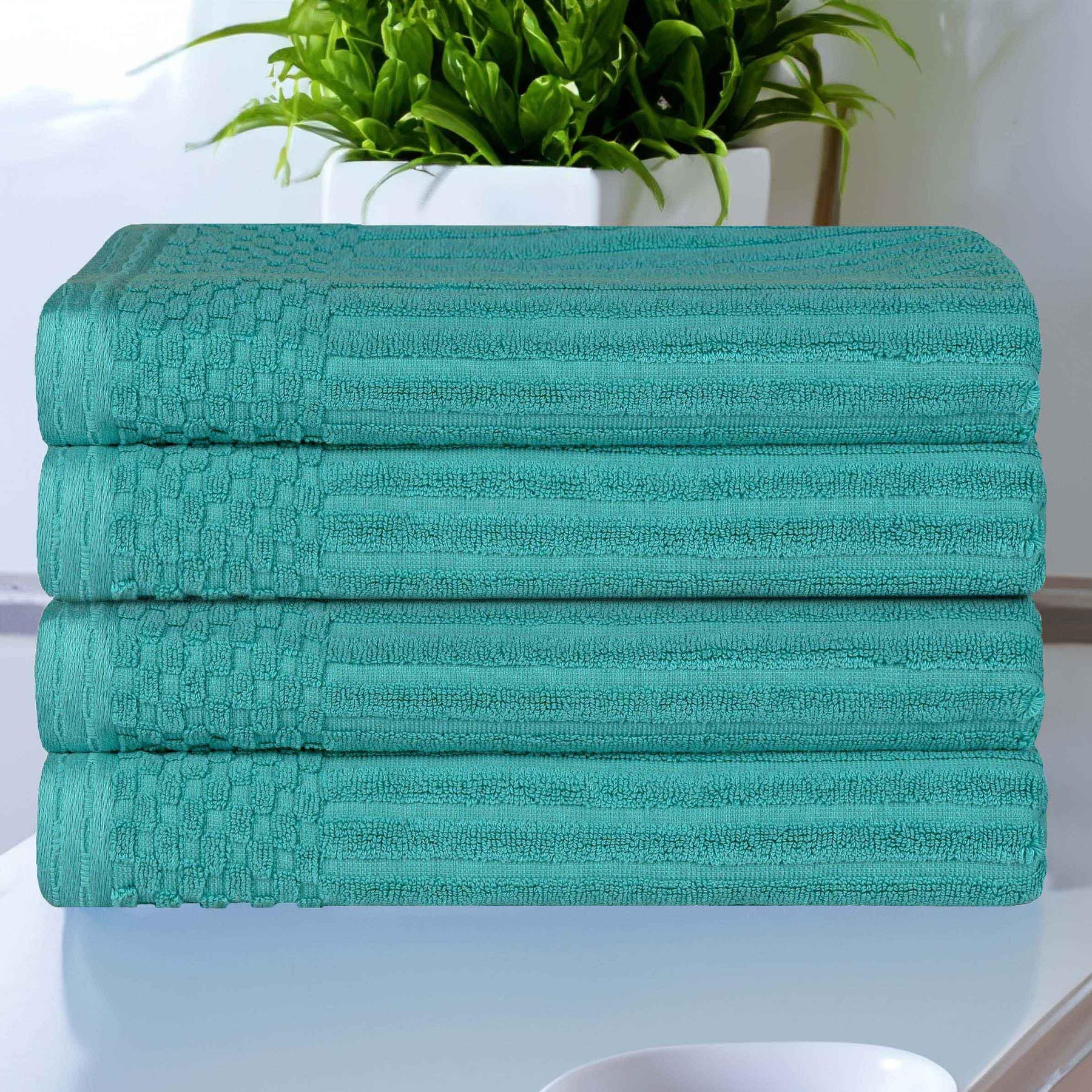 Soho Ribbed Cotton Absorbent Bath Towel Set of 4 - Bath Towel by Superior - Superior 