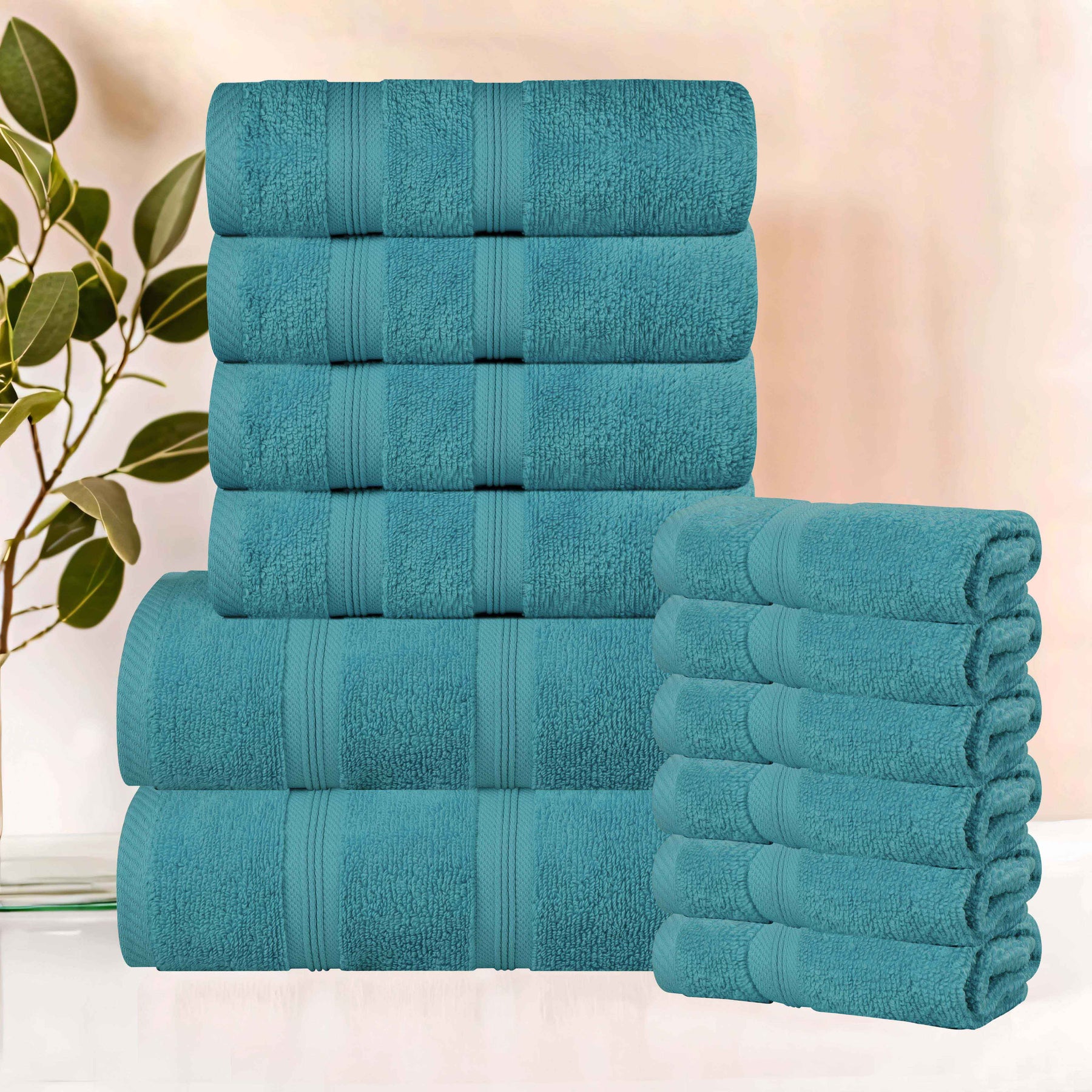 Smart Dry Zero Twist Cotton Medium Weight 12 Piece Assorted Towel Set