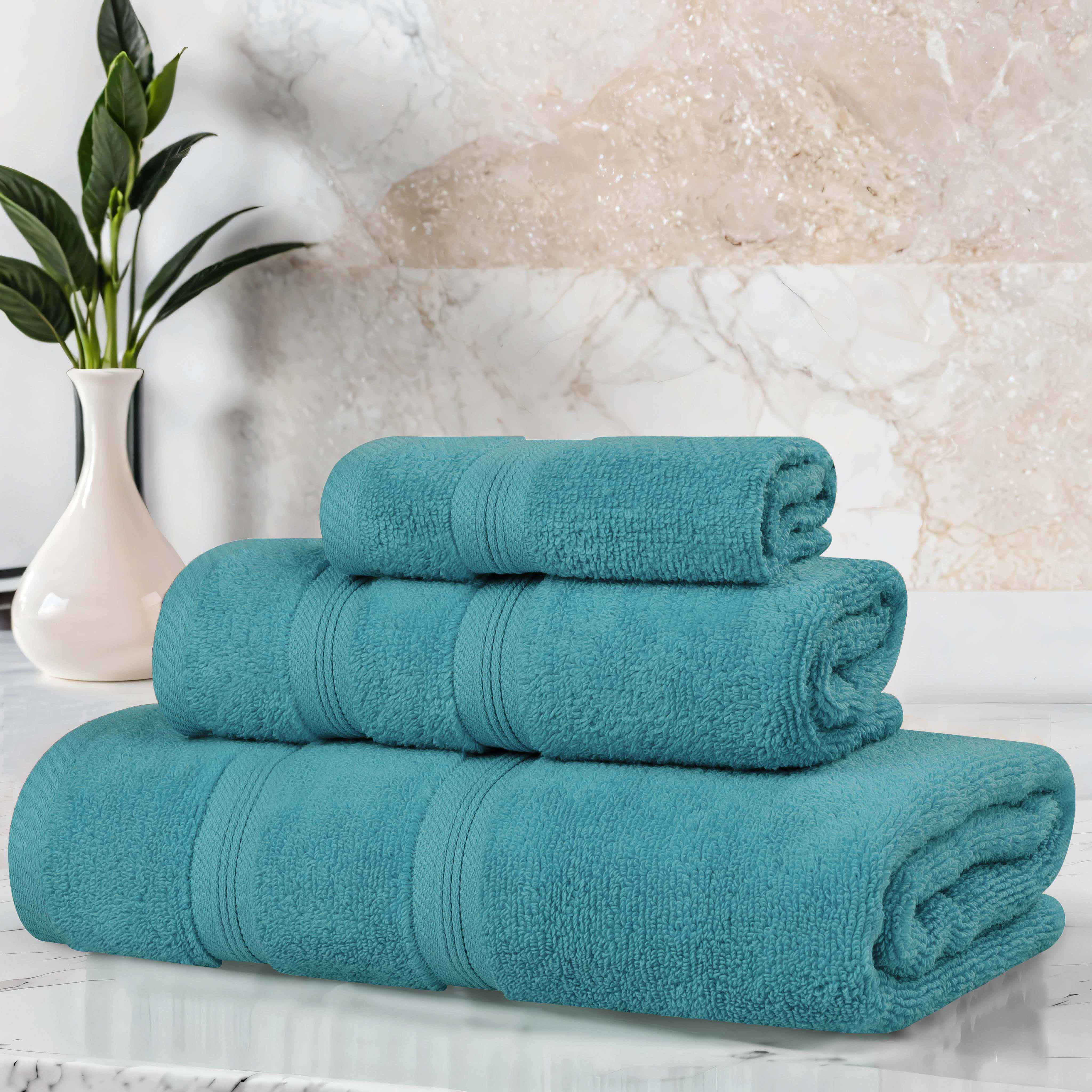 Smart Dry Zero Twist Cotton Medium Weight 3 Piece Assorted Towel Set - Towel Set by Superior