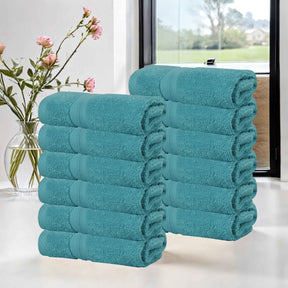 Smart Dry Zero Twist Cotton Medium Weight Face Towels, Set of 12