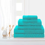 Basketweave Jacquard and Solid 6 Piece Egyptian Cotton Towel Set - Towel Set by Superior