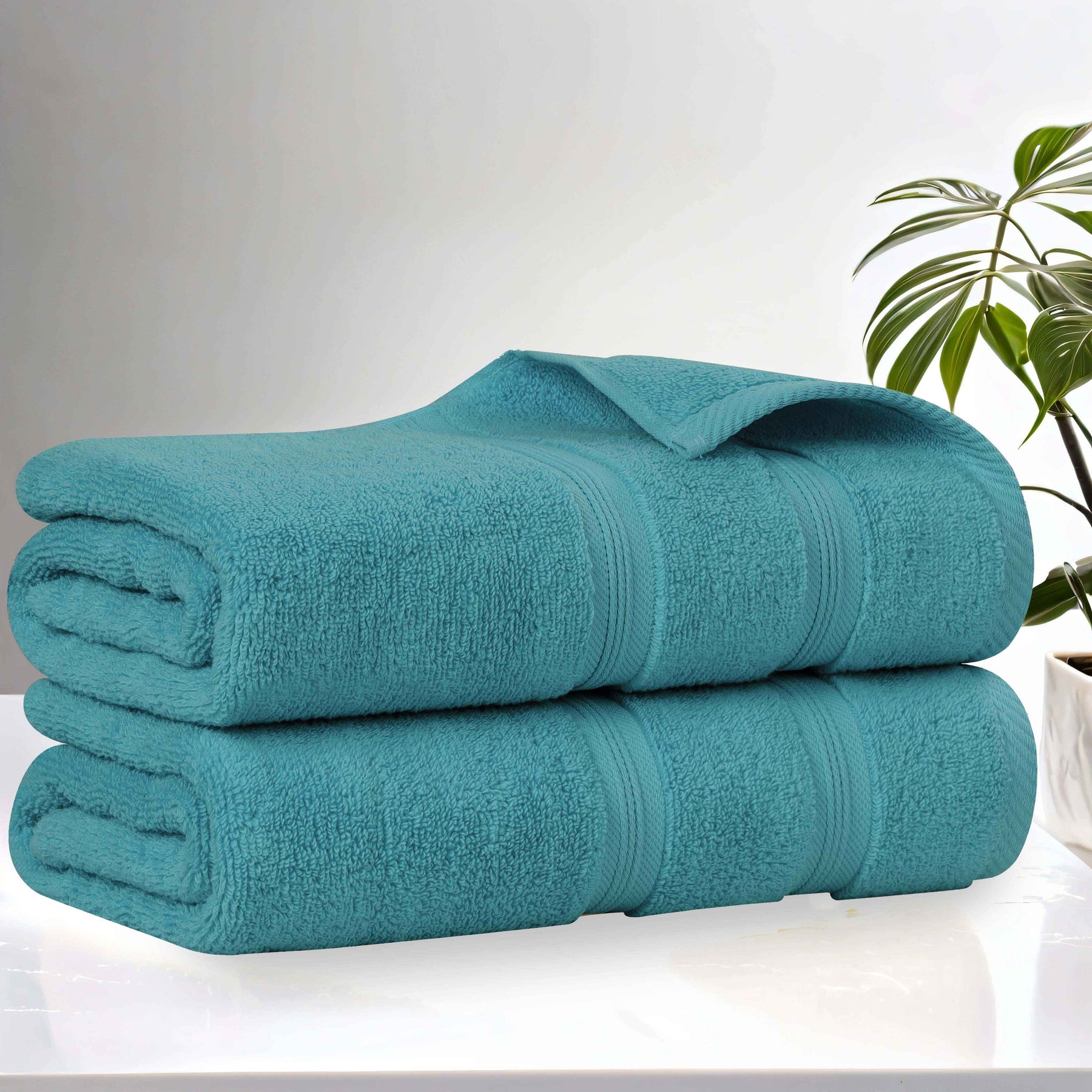 Smart Dry Zero Twist Cotton Medium Weight Bath Sheets, Set of 2