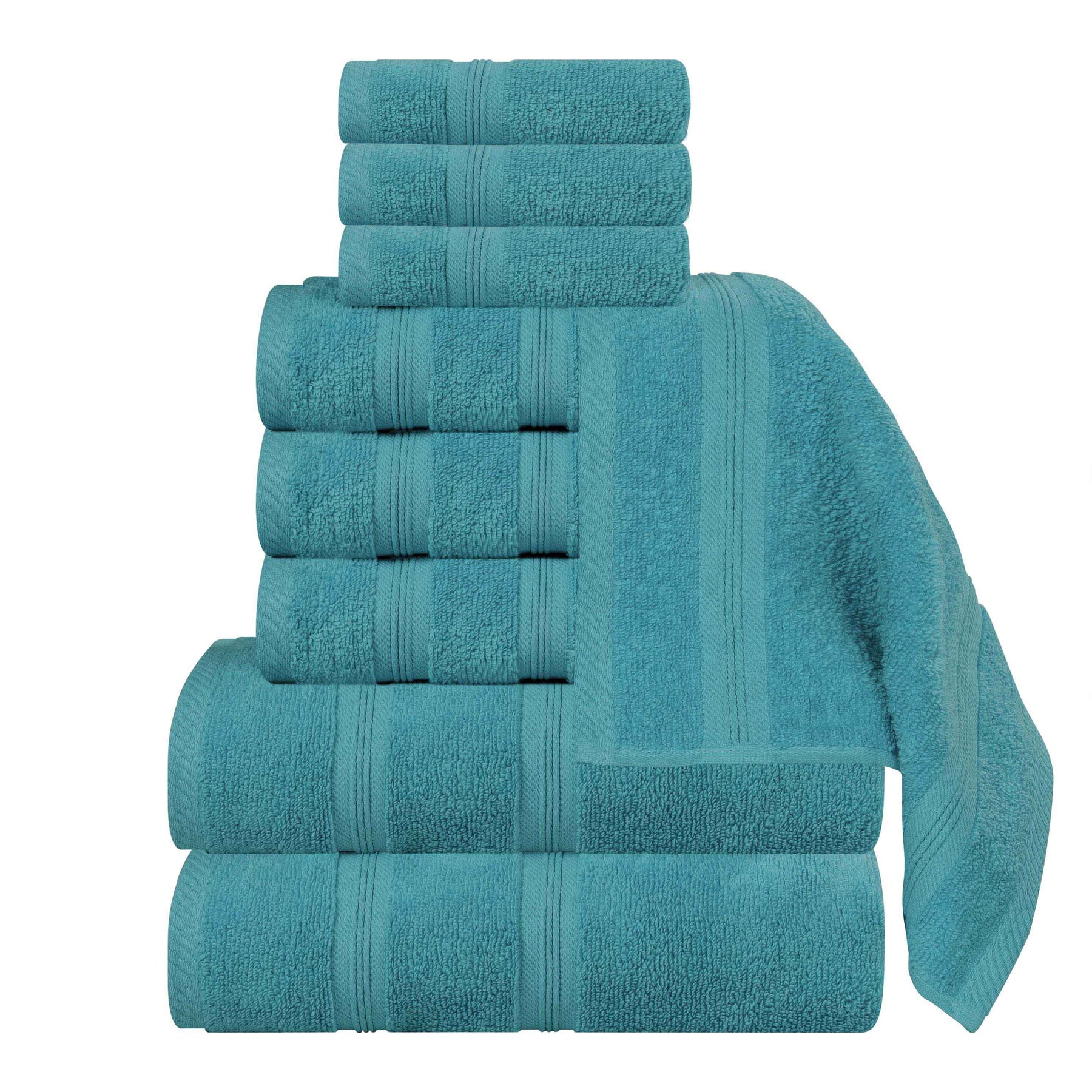 Smart Dry Zero Twist Cotton Medium Weight 9 Piece Assorted Towel Set