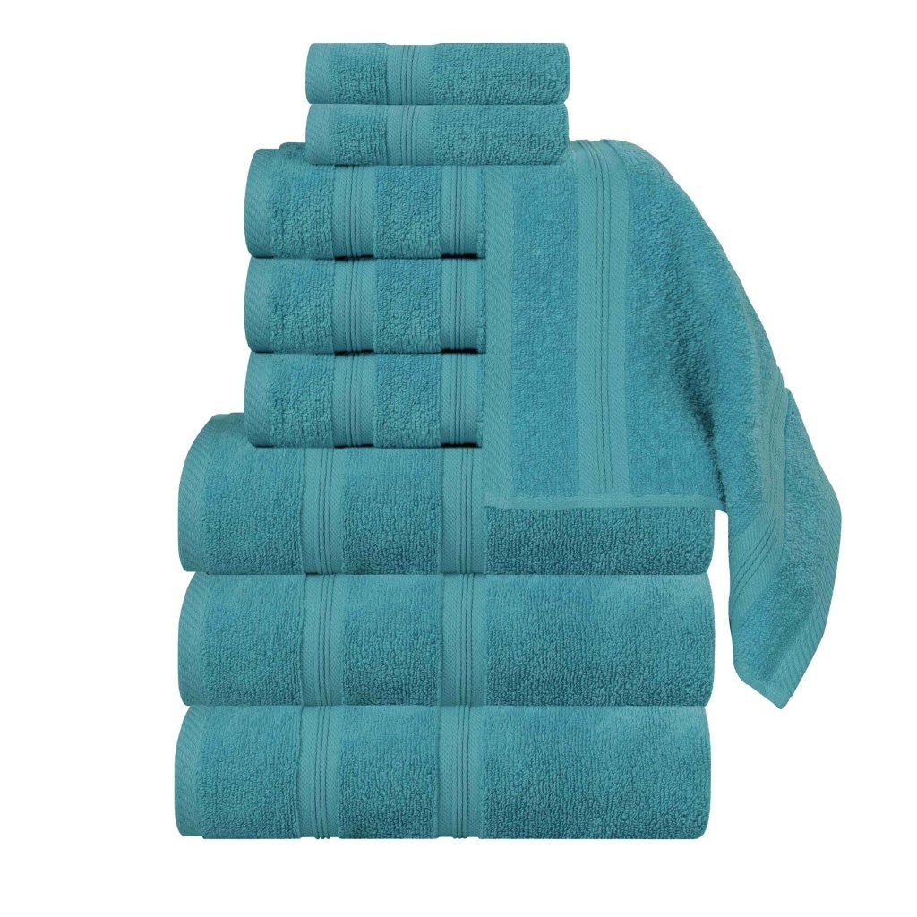 Smart Dry Zero Twist Cotton Medium Weight 9 Piece Assorted Towel Set