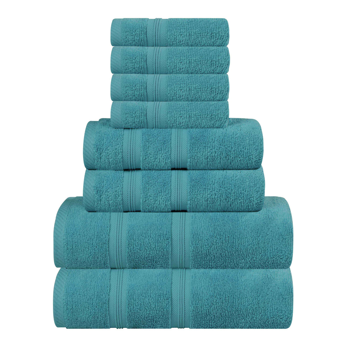 Smart Dry Zero Twist Cotton Medium Weight 8 Piece Assorted Towel Set